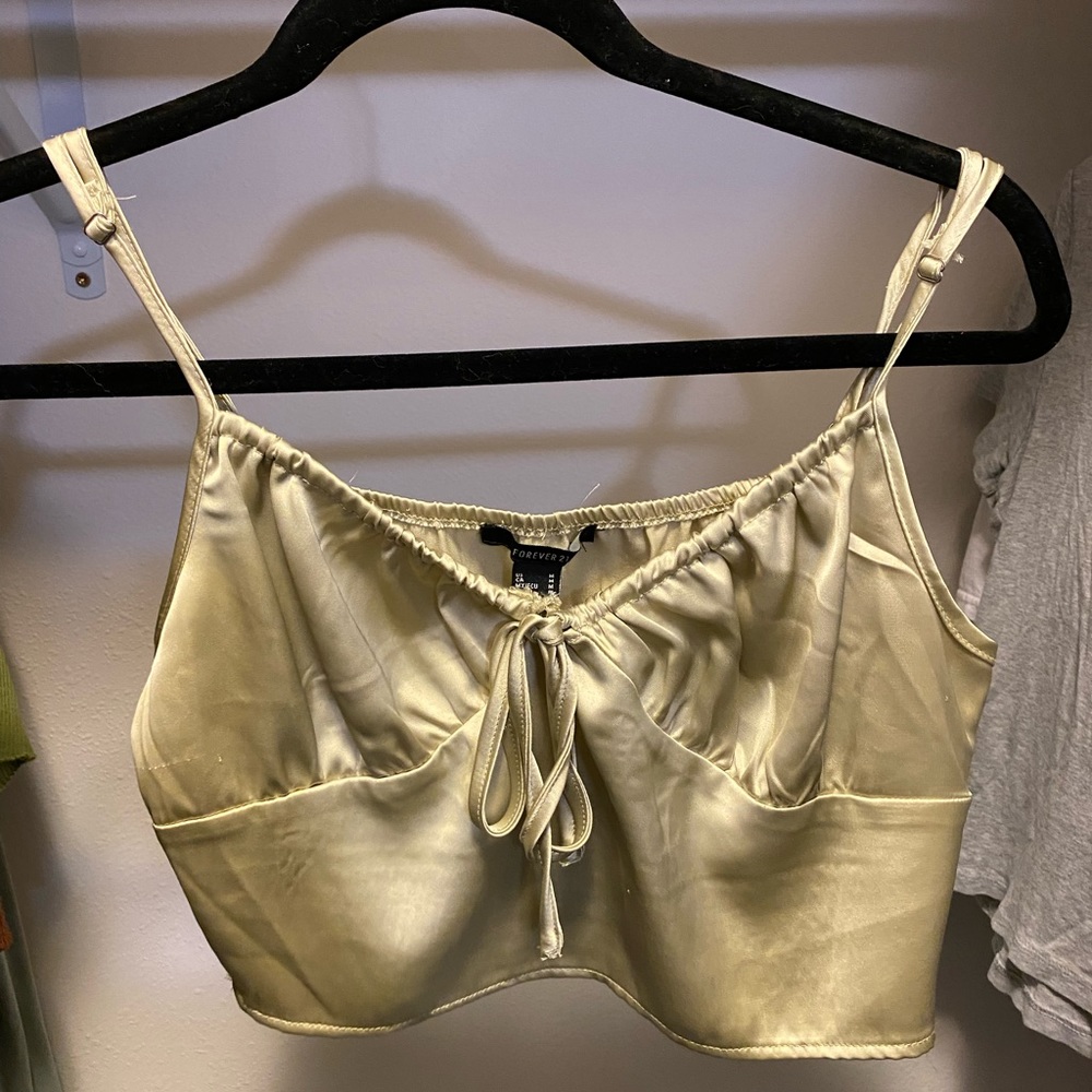 Satin green top